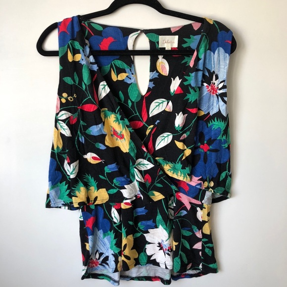 Deletta Tops - [Deletta] Cold Shoulder Floral Top